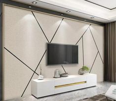 abstract black lines wallpaper Tv A Muro, Decor Mural, 3d Mural, Adhesive Wall Art, Tv Room Design, Tv Wall Design, Wall Stickers Bedroom, Wall Papers, White Furniture