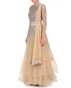 Beige Color Indo Western Gown Indowestern Dresses, Indowestern Gowns, Western Gown, Indo Western Gown, Winter Outfits For School, Princess Wedding Dresses, Indo Western, Designer Dresses Indian, Party Wear Dresses