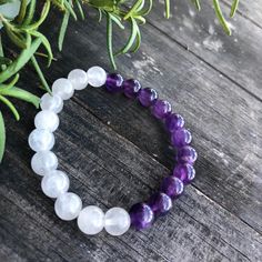 New Authentic Amethyst And White Quartzite Bracelet 8 Mm Round Stones Semi Precious Beads Made With 8 Mm Stretch Cord Hand Made Buy 2 Get 1 Free! Purple And White Beaded Bracelet, White Beaded Amethyst Jewelry, White Crystal Bracelet With Gemstone Beads For Healing, White Crystal Bracelet With Round Natural Stones, White Amethyst Jewelry With 8mm Beads, Adjustable White Gemstone Crystal Bracelet, White Gemstone Beaded Bracelets For Healing, White Amethyst Beaded Bracelets As Gift, White Amethyst Beaded Bracelets For Spiritual Style