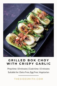 This smoky grilled bok choy is the ultimate veggie side! The balsamic soy glaze adds a bold kick, and topped with crispy garlic making it perfect for easy dinners. Asian Side Salad, Chinese Side Dishes, Soy Dressing, Asian Side Dishes, Crispy Garlic, Soy Recipes, Easy Asian, Vegan Salad Recipes, Vegan Side Dishes