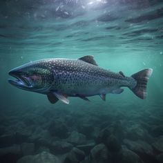 King Salmon - AI interpretation -Digital Image for download - Vermont Country Digital Salmon Swimming, Iridescent Scales, Chinook Salmon, King Salmon, Days Of Creation, Visual Display, Art Card, Coastal Art, Underwater Photography