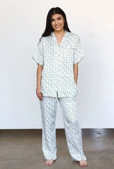 Complete with a collared top and elastic waist pants with pockets, this silky smooth modal pajama set will have you feeling super comfy and looking fabulous. Leopard Pajamas, Collared Top, Traditional Fabric, Pants With Pockets, Zoom Call, Elastic Waist Pants, Central Asia, Women Artisans, Pj Sets