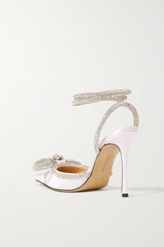 Mach And Mach Heels, Designer Wedding Shoes, Heels Wedding, White Wedding Shoes, Double Bow, Shoe Bags, White Pumps, Wedding Heels, Dream Shoes