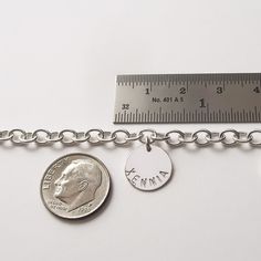 "Personalized Mother Bracelet in Sterling Silver A simple bracelet for mom personalized with kids' names. Substantial, modern and bold. Comfortable to wear. Layers beautifully with beaded or cuff bracelets. Makes a great gift for any mother or grandmother. You don't even have to know their exact wrist size since the length is adjustable - the clasp can close on any chain link! FEATURES: * your bracelet will be made to order with as many name charms as you need, * each name is hand stamped on a b Silver Name Bracelet, Mother Bracelet, Compass Necklace Silver, Bracelet For Mom, Mothers Bracelet, Compass Necklace, Kids Names, Simple Bracelets, Mom Jewelry