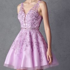 Lilac Sleeveless Sweetheart A-Line Lace Skirt Homecoming Cocktail Party Evening Short Dress With Open Back And Zipper Closure. Lilac Prom Dress, Bridesmaid Dresses Dusty Sage, Damask Dress, Emerald Bridesmaid Dresses, Evening Mini Dresses, Dress Lilac, Gameday Dress, Maggie Sottero Wedding Dresses, Color Party