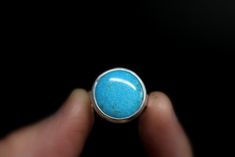 SIZE 6.5 Round Blue Kingman Turquoise Sterling Silver Ring | Etsy Bohemian Minimalist, Turquoise Boho, Royston Turquoise, Kingman Turquoise, Turquoise Rings, Stone Work, Sterling Silver Bands, Sterling Silver Studs, Turquoise Sterling Silver