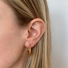 This Open Hoop Style Threads Through The Ear Backwards So It Looks Like A Stud Earring Plus A Lobe Hugging Cuff New Without Tags Stackable Delicate And Dainty Madewell Jewelry, Chunky Hoop Earrings, Statement Drop Earrings, Disc Earrings, Yellow Earrings, Stone Studs, Green Earrings, Huggie Hoop Earrings, Stud Earrings Set