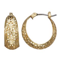 Open-worked details lend alluring appeal to these Napier hoop earrings. Open-worked details lend alluring appeal to these Napier hoop earrings. EARRING DETAILS 0.79 in. Click-it Gold tone Nickel safe Not appropriate for children 14 years old and younger. Size: One Size. Gender: female. Age Group: adult. Small Hoop Metal Earrings For Formal Occasions, Small Filigree Hoop Earrings, Elegant Metal Hoop Earrings With Filigree, Small Hoop Earrings For Formal Events, Formal Small Hoop Pierced Earrings, Elegant Small Hoop Filigree Earrings, Hinged Hoop Huggie Earrings, Elegant Filigree Hoop Earrings, Vintage Style Outfits Retro