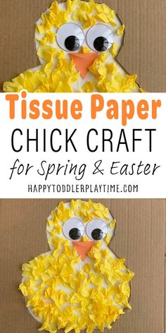 tissue paper chick craft for spring and easter