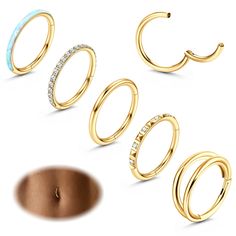 PRICES MAY VARY. Belly Button Rings Hoops Set - One Order Including 1 PCS Very Simple Solid Color Clicker Belly Button Ring, 2 PCS CZ Belly Button Ring, 1 PCS Opal Belly Ring, And 1 PCS Double Hoop Belly Button Ring. It Can Be Used as Helix Peircings, Septum Piercing, Conch Piercing, Daith Piercing Cartilage Earring, Nose Rings Hoop. 14G Clicker Belly Button Rings - Gauge Thickness: 14g (1.6mm), The Inner Diameter Is Available In 8, 10, 12 mm, Standard Size Fits Most People. Make You More Charm. Hoop Belly Button Ring, Belly Button Hoop, Gold Belly Button Rings, Piercing Daith, Opal Belly Ring, Piercing Conch, Belly Piercing Jewelry, Gold Belly Ring, Piercing Cartilage