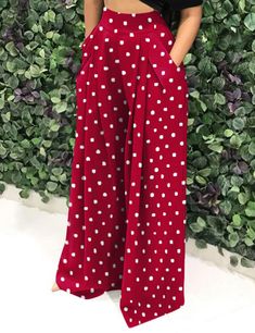 Red Polka Dot Wide Leg Bell-bottomed Pants Bell Bottom Pants, Red Polka Dot, Bell Bottoms, Bottoms Pants, Polka Dot, Polka Dots, Wide Leg, Dots, Pants