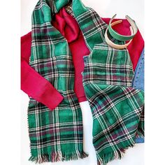 Albin Tartan Plaid Scarf Green This Cozy Scarf Has A Traditional Plaid Pattern On One Side And A Houndstooth Pattern On The Other. It Can Be Worn Long, As A Shawl, Or Double Up For A Layered Up Look. Green Plaid Scarf, Tartan Plaid Scarf, Scarf Casual, Cozy Scarf, Double Up, Houndstooth Pattern, Green Plaid, Tartan Plaid, Plaid Pattern