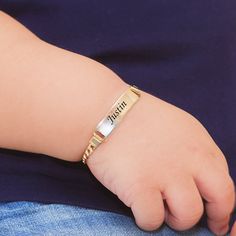 This Engraved Baby Bracelet is available in either Silver or Gold Plated. You can choose up to 10 characters from the alphabet. The name plate dimensions are approximately 1 1/4" X 1/4". Own yours today. Baby Bracelet Gold, Baby Bracelet, The Alphabet, Cartier Love Bracelet, Name Plate, Silver Plated, Alphabet, Gold Bracelet, Gold Plate