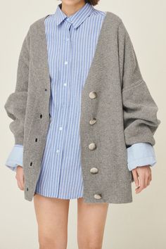 Lucy Boyfriend Cardigan Front button closure Super oversized cardigan Ribbed cuffs and hem * Product Specification 60% Wool 15% Nylon 13% Polyester 12% Acrylic * Flat Measurement: S/M: Shoulder: 80.5cm (31.7in) / Bust: 80.5cm (31.7in) / Sleeve: 50cm (19.7in) / Armhole: 23cm (9.1in) / Length: 79.5cm (31.3in) / M/L: * Professional Clean Only / Do Not Tumble Dry Model's height is 5′ 7″ (176cm) Bust 31in Waist 23in Hip 34in and wearing S/M 사이즈 정보Size information (단위:cm)(Unit : inch) S/MS/M 사이즈 정보 Si Trendy Oversized Button-up Sweater, Trendy Oversized Sweater With Button Closure, Trendy Oversized Cardigan With Button Closure, Cozy Button-up Cardigan With Button Cuffs, Spring Sweater With Button Cuffs In Relaxed Fit, Trendy Relaxed Fit Cardigan With Buttons, Cozy Outerwear With Button Cuffs For Layering, Cozy Outerwear For Layering With Button Cuffs, Trendy Oversized Buttoned Cardigan