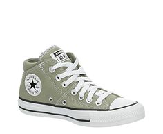 Converse Chuck Taylor All Star Madison Mid Women s Sneaker Keep your casual style old-school cool in the Chuck Taylor All-Star Madison Mid women s Sneaker , inspired by Converse Chuck Taylor All Star HI. Featuring a canvas upper with a Padded collar & tongue for comfort, this lace-up Sneaker also has an OrthoLite insole for all-day cushioning. This easygoing kick looks great with dresses or jeans. Canvas upper Lace-up closure  Padded collar /tongueOrthoLite insole Rubber outsole Converse Womens, Green Converse, Mid Top Sneakers, Rack Room Shoes, Mid Top, Converse Chuck Taylor All Star, Womens Converse, Converse All Star, Pale Green