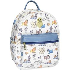 This is an Disney mini backpack!! Over the years, Disney has featured many dogs in their animated films. This mini backpack has a magnificent all-over print of multiple dogs from the 3 films, 101 Dalmatians, The Fox and The Hound, and the Lady and the Tramp. The backpack has Pongo, Patch, and Rolly from 101 Dalmations and The Tramp, Lady, Jock, and Trusty from Lady and The Tramp, and Copper from The Fox and The Hound. It has one front zipper closure pocket, one main zipper closure compartment, a Disney Mini Backpack, The Lady And The Tramp, Faux Leather Tote Bag, Cute Mini Backpacks, Running Bag, Disney Cats, Charmmy Kitty, Disney Dogs, Backpack Free