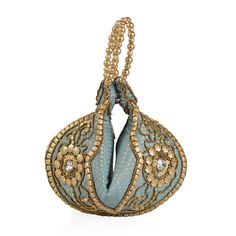 Give your beautiful appearance a touch of style with this aquamarine, gold and beige satin, pearl and acrylic beads potli bag. Designed to match your fascinating appearance, this classic fashion accessory is perfect to stash all your essentials and take your fashion quotient to new heights. Potli Bag, Potli Bags, Classic Fashion, Acrylic Beads, Your Beautiful, Aqua Blue, Aquamarine, Classic Style, Fashion Accessories