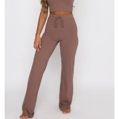 Purple/ Grey Lounge Pants Never Worn Can Be Dressed Up Stretchy, Ribbed Material Matching Top Available Straight Pants Women, Ribbed Pants, Woman Pants, Long Trousers, Streetwear Casual, Women Sports, Adore You, White Fox, Pants Women