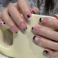 Brand Name: YICLYUE Number of Pieces: COMBO Nail Length: mid-length Material: Acrylic Quantity: 24pcs Nails Star, Star Nail Designs, Square Press On Nails, Korean Nail Art, Short Fake Nails, Korean Nails, Nail Type, Almond Shape Nails, Y2k Nails