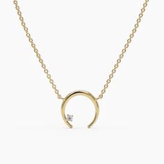 14k Gold Diamond Crescent Moon Necklace🌙 Personalized Pendant Necklace, Wedding Ring Diamond Band, Clover Jewelry, Pearl And Diamond Necklace, Diamond Birthstone, Crescent Moon Necklace, Bridal Bracelet, Rose Yellow, Hanging Earrings