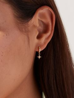 Gold Earrings Aesthetic, Star Hoop Earrings, Lightning Bolt Earrings, Earrings Aesthetic, Golden Earrings, Solid Gold Earrings, Gold Earrings Designs, Trendy Earrings, Girly Jewelry