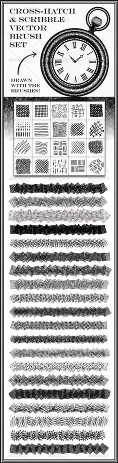 an image of different lines and shapes in black and white with the words time on them