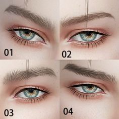 four different types of blue eyes with long lashes