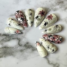 Welcome to LD Nails! 🖤 One set of 10 REUSABLE Press On Nails 🖤 🖤 Made to order in your shape & size 🖤 Summer Spun: pink black and white delicate spider webs press on nails with floral accents. Bringing a little summer to your gothic nails! Purchase INCLUDES an application kit! It consists of: 🖤 detailed application & removal instructions 🖤 a sealed and sanitary mani kit (100/180 file, buffer block, cuticle pusher) 🖤 2 alcohol pads 🖤 nail tabs or glue (glue is standard, request tabs in the personalization box if you prefer them!) *Only one kit is sent per order. Extra kits and kit contents can be picked up here 👉 https://www.etsy.com/ca/listing/817160463/application-kit-press-on-nails-gothic Est. 2020: LD Nails specializes in custom Gothic, Witchy and Alternative Press On Nails. I Spring Goth Nails, Nails Gothic, Alcohol Pads, Country Nails, Summer Goth, Gothic Nails, Goth Nails, Edgy Nails, Nail Stuff