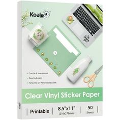 koala clear vinyl sticker paper, 8 5 x 11 in, 50 sheets / pack