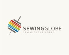 the logo for sewing globe sew with the world, which is designed to look like an apple