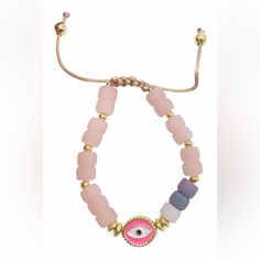 This Evil Eye Bracelet From Adornia Is Brands New, Never Worn With Small Dust Bag. 1 Cm Diameter Evil Eye Pendant Bolo Clasp 5-9” Adjustable Circumference Adjustable Sliding Knot Closure 14k Yellow Gold Plated Brass Stone Bead, Enamel, Fabric Pink Evil Eye, Adjustable Sliding Knot, Sliding Knot Closure, Bolo Bracelet, Enamel Beads, Sliding Knot, Eye Pendant, Evil Eye Pendant, Eye Bracelet