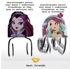 an image of two cartoon characters with caption that says, best friends nerdwenn and merida