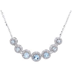 Imagine wearing a necklace that captures the serene and mesmerizing hues of the Swiss Alps, bringing an air of sophistication and tranquility to your look. This exquisite 10K White Gold Swiss Blue Topaz Graduating Necklace is designed for the modern woman who values elegance and understated luxury. The captivating blue topaz stones, totaling 0.44 carats, are meticulously arranged in a graduating design, creating a beautiful flow that mirrors the natural gradient of the sky.Each topaz is embraced by a halo of sparkling diamonds, adding a touch of brilliance and highlighting the vivid blue of the main stones. The diamonds, with a total weight of 0.16 carats, provide the perfect contrast and sparkle, enhancing the overall allure of the piece. Set in lustrous 10K white gold, this necklace offe Special Occasion Jewelry, Diamond Birthstone, Topaz Jewelry, Understated Luxury, Blue Topaz Stone, Luxury Necklace, White Gold Necklaces, Swiss Alps, White Gold Jewelry