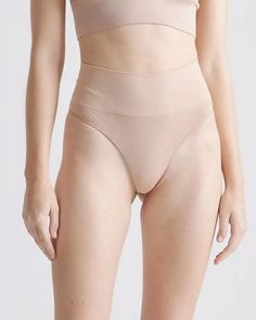 Shaping High-Waisted Thong (3-Pack) Quince, Shapewear, Women's Intimates, Breathable Fabric, High Waisted, Size Medium, Spandex, Size Small, Fabric