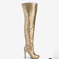 Brand New, Never Worn. Beautiful Gold Metallic Over The Knee Boots, Size 9. Dust Bag Included. Gold Boots With Round Toe And Medium Width, Gold Leather Boots With Reinforced Heel, Gold Leather Boots With Almond Toe, Gold Almond Toe Leather Boots, Gold Boots With Reinforced Heel And Round Toe, Gold Ankle-high Boots With Reinforced Heel, Gold Leather Heeled Boots With Reinforced Heel, Gold Heeled Boots With Reinforced Heel And Round Toe, Gold Boots With Reinforced Heel And Closed Toe