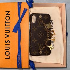 Louis Vuitton X/Xs Iphone Monogram Charm Case Brand New Dust Bag & Box Lv Flower Charms Louis Vuitton Phone Case, Iphone Covers, Louis Vuitton Accessories, Flower Charm, Iphone Cover, Phone Case Accessories, Brown Gold, Iphone Case, Dust Bag