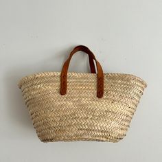 Handmade Straw Basket - Never Used, Excellent New Condition Handles Are ~8 Inches So This Is Not A Long, Tote-Like Bag But More Of A Top-Handle, Though You Could Wear It Over Your Shoulder For A Cropped Look Measurements: 17" Long 8" Tall 9" Wide Thrift Wishlist, Bucket Purse, Straw Basket, Bags Handmade, Vintage Hippie, Black Shoulder Bag, Basket Bag, Classic Chic, Crochet Handbags