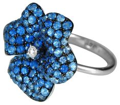 Petunia Ring-jewelry-Cherie Dori-Sorrel Sky Gallery Sapphire Flower Ring, Obsidian Ring, Flower Rings, Snake Ring, Diamond Rings Bands, Flower Ring, Petunias, Diamond Bands, Blue Sapphire