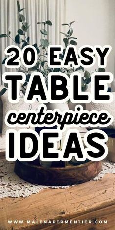 a table that has some plants on it with the words 20 easy table centerpiece ideas