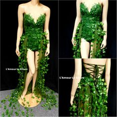 the mannequin is covered in green ivy