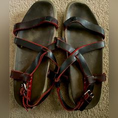 Great Pair Of Prada Sandals. Leather Straps And Comfortable Prada Padded Nappa Leather Sandals, Prada Sandals, Prada Shoes, Flip Flop Sandals, Shoes Sandals, Leather Straps, Prada, Men's Shoes, Man Shop