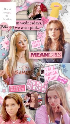 the mean girls collage has been altered to make it look like they are talking