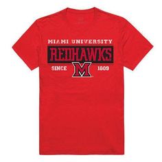 Miami University Redhawks NCAA Established Tees T-Shirt-Campus-Wardrobe College Shirt Design, College Tshirts, Mascot Logos, Southern Methodist University, Miami University, School Spirit Wear, College Tees, School Spirit Shirts, Houston Cougars