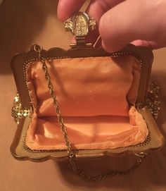 "Vintage 1930s Classic Gold Metal Mesh WHITING & DAVIS Evening Out Bag Purse, Small Gold Coin Clutch Purse w/Metal Snap Closure, Gold Metal Chain Handle Beautiful interior with brass frame, it has just one single chain for handle. Measures: 9\" high from top of handle to bottom of bag. 5.5\" wide at bottom of bag, 5\" at middle and 4\" at top and it opens 4\" wide. The inside is lined in a gold sateen material. It has a few snags and marks as seen in pictures, but takes little away from the Vintage Evening Bag For Vintage Events, Vintage Evening Bag For Events, Vintage Evening Bag With Chain Strap, Vintage Evening Bag With Chain Strap For Formal Occasions, Gold Vintage Formal Evening Bag, Vintage Evening Bag, Amp Davis, Fish Scale, Gold Coin