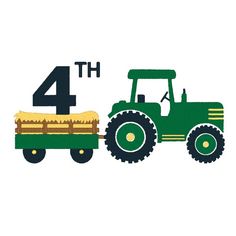 a tractor and trailer with the number four on it