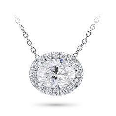 This halo pendant setting is stunning and can be set with an oval cut center diamond of your choice from 0,20-5.0ct. This pendant features approx. 18 G-H VS diamonds at approx. 0.20cttw. Metal options are 14k and 18k white and yellow gold, 18k rose, or platinum and includes a 16 chain Luxury Oval Necklaces With Halo Setting, Luxury Oval Necklaces With Halo Design, Luxury Oval Pendant Necklace, Luxury Jewelry With Complimentary Oval Pendant, Luxury Oval Pendant Necklace For Women, Luxury Faceted Oval Pendant Jewelry, Classic Oval Diamond Necklace With Halo Setting, Oval White Gold Diamond Necklace With Halo Setting, Oval Halo Diamond Necklace In White Gold