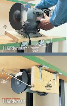 a man using a circular saw to cut wood