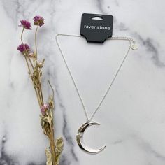 The Silver Crescent Moon Necklace Crescent Moon Necklace Silver, Crescent Necklace, Crescent Moon Necklace, Necklace Vintage, Moon Necklace, Crescent Moon, Earring Necklace, Vintage Design, New Life