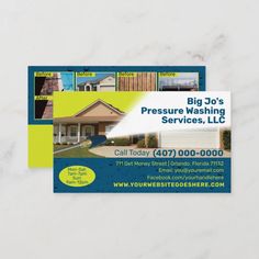 two business cards for pressure washing services