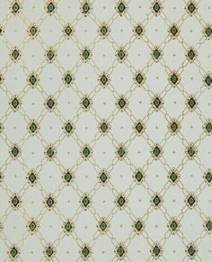 a white and green wallpaper with an intricate design on it's surface,